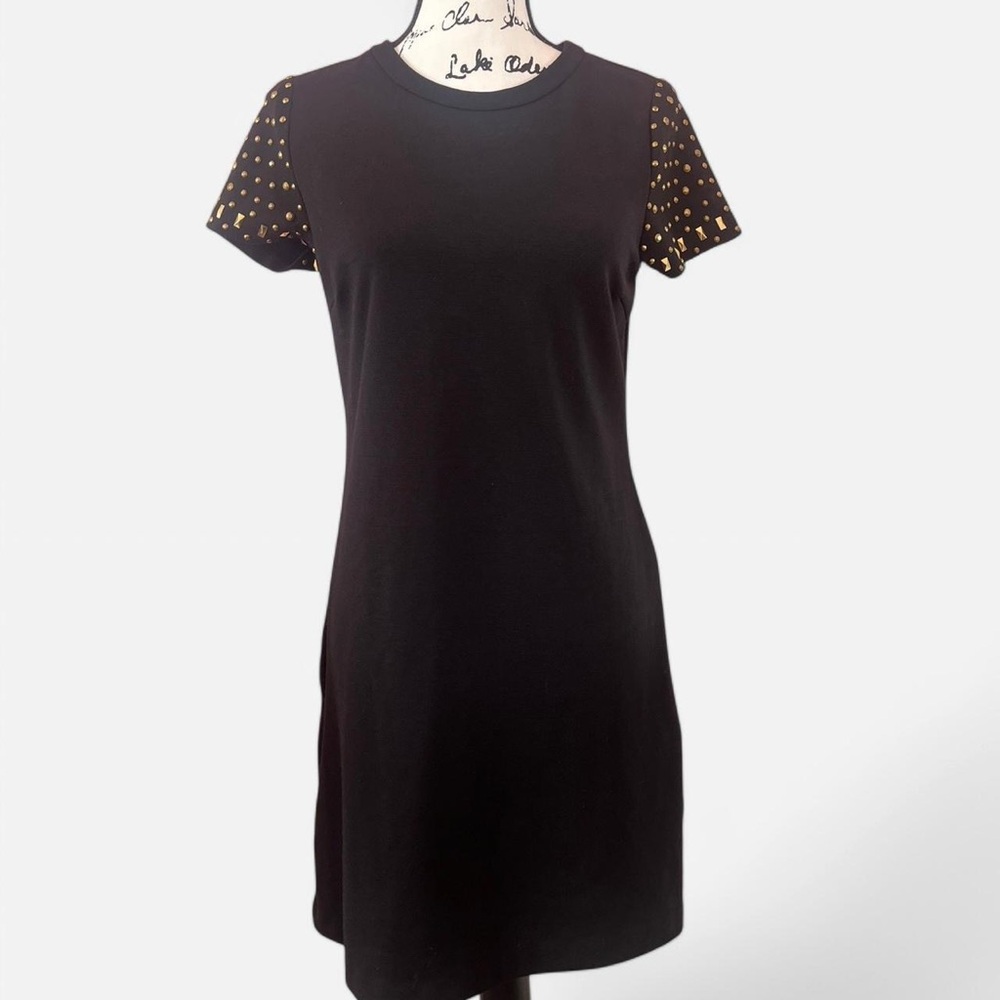 Black Dress with Gold Accents